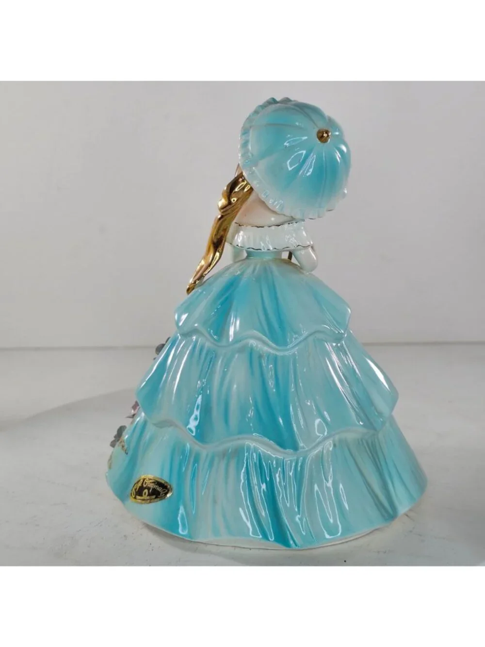 Josef Originals Magnolia Series Blue Dress Lady Holding Parasol Figure *REPAIRED